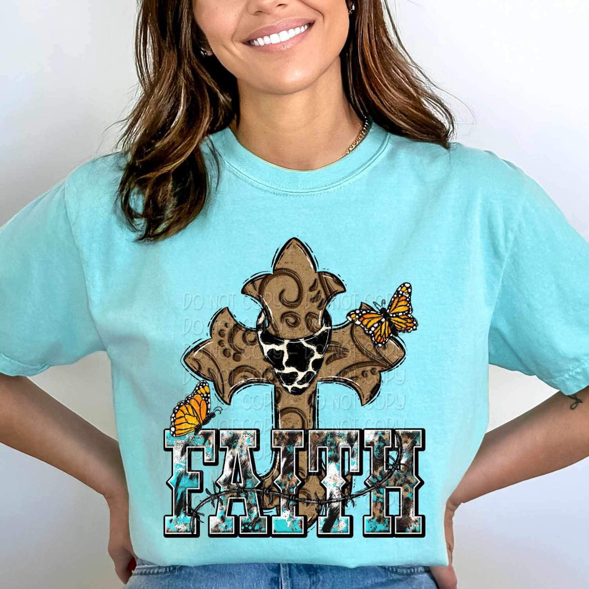 Faith cross with cow print bandana 26817 DTF transfer