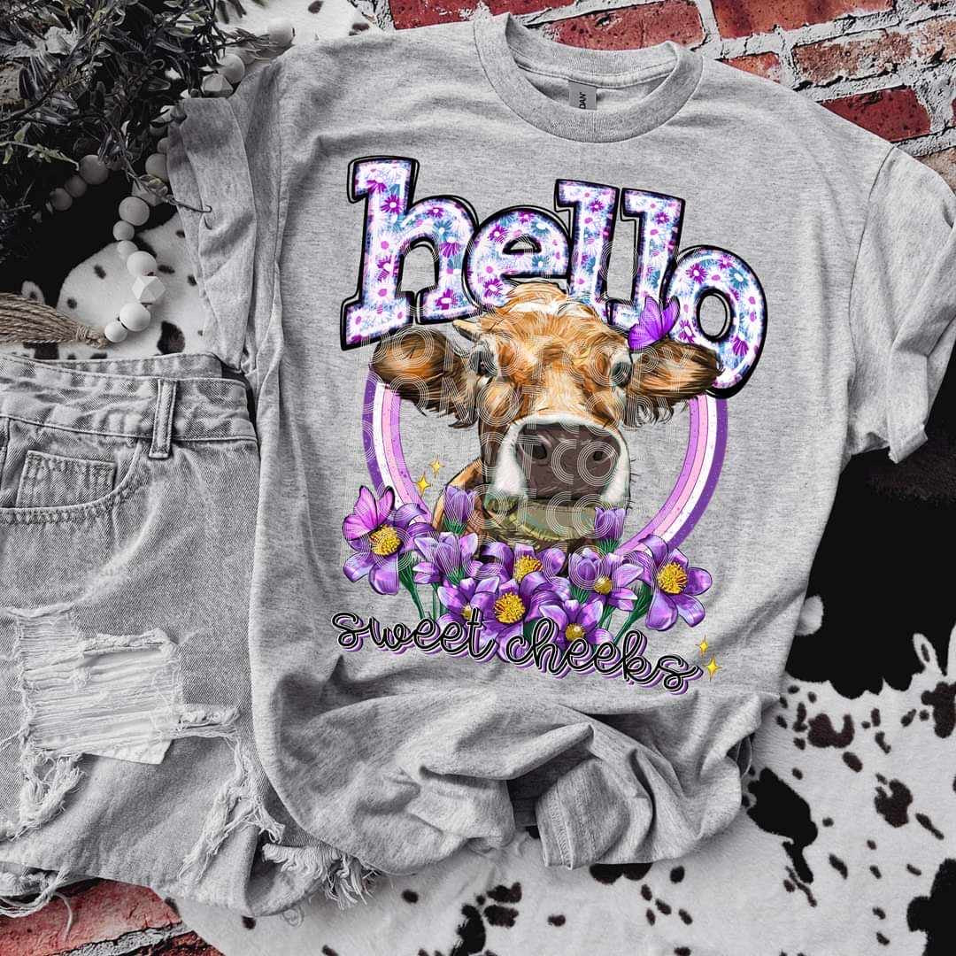 Hello sweet cheeks cow (SSD) 36888 DTF transfer