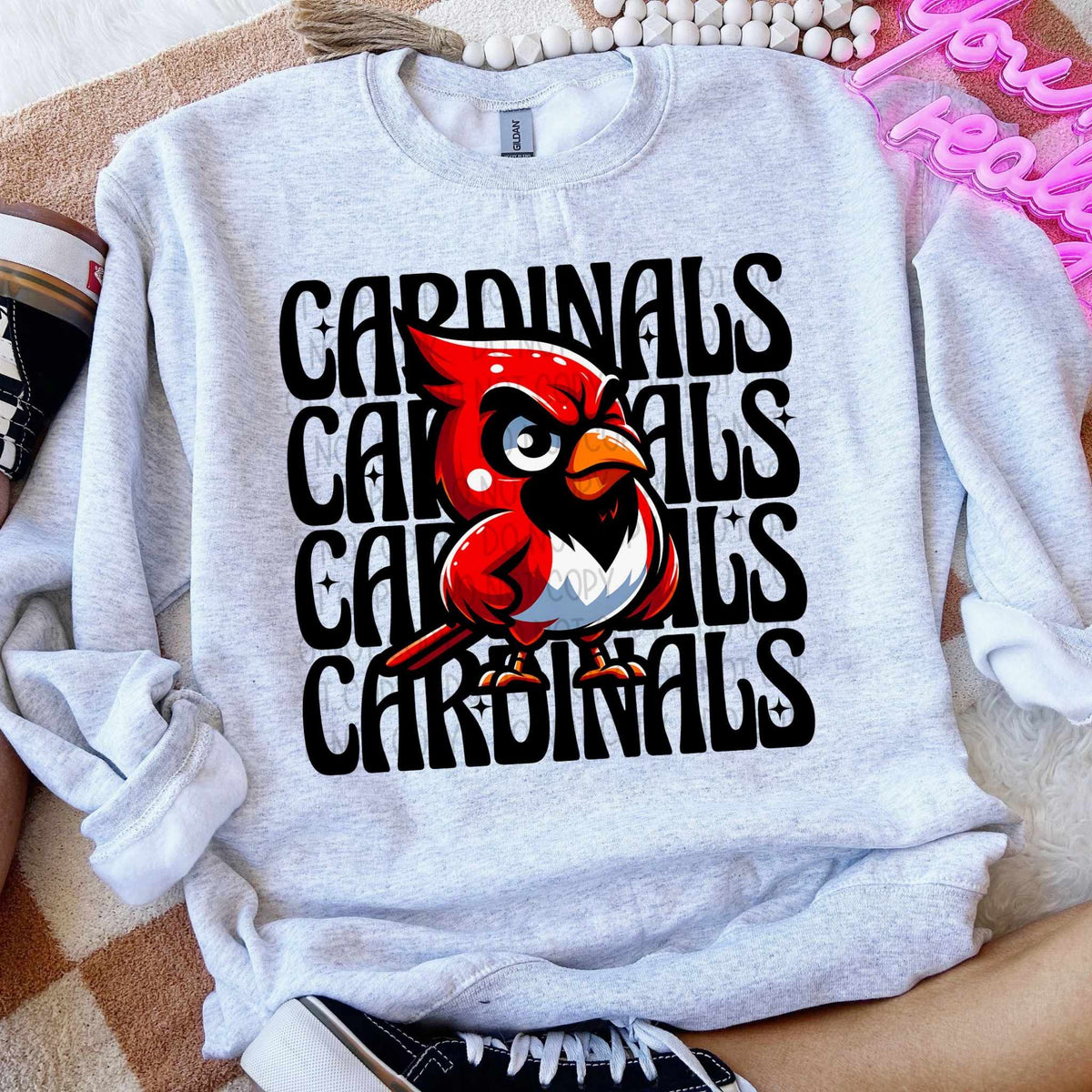 Cardinals stacked Winking Mascot SWD 49010 DTF transfer
