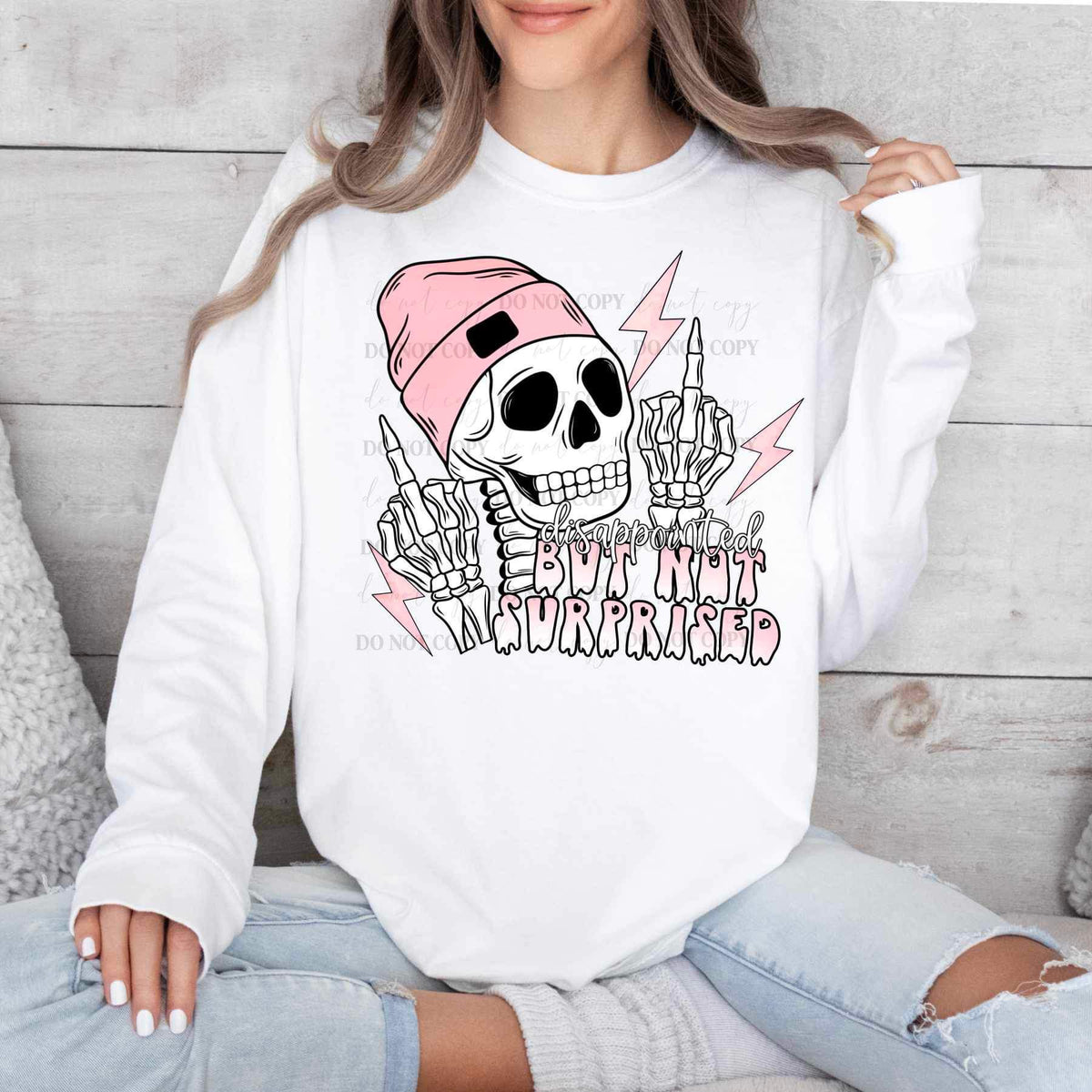 Disappointed but mot surprised pink with skellie 17177 DTF TRANSFER