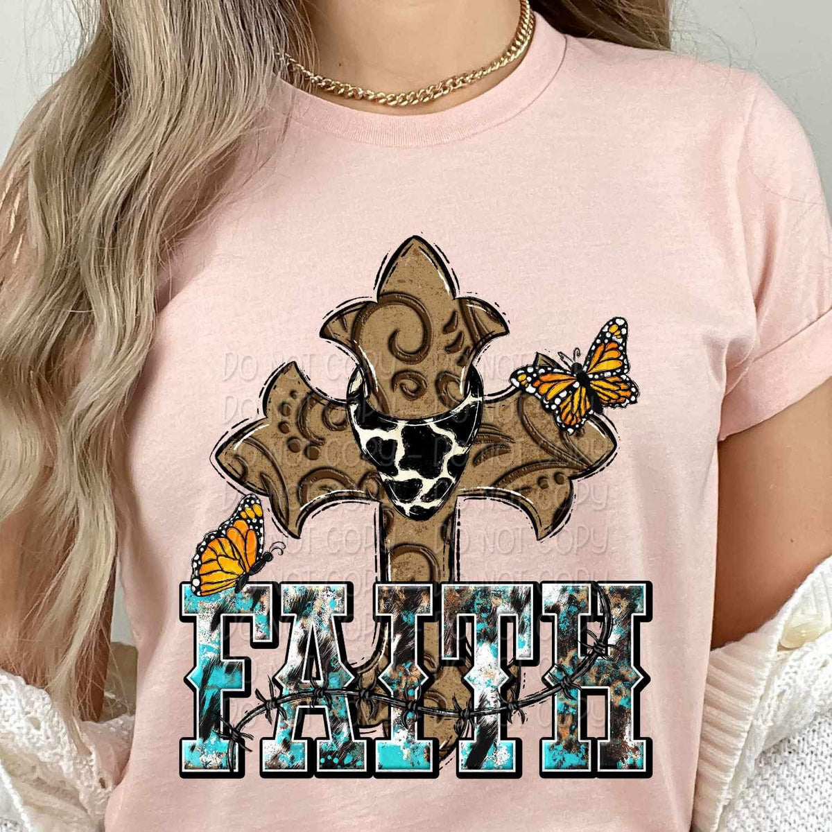 Faith cross with cow print bandana 26817 DTF transfer