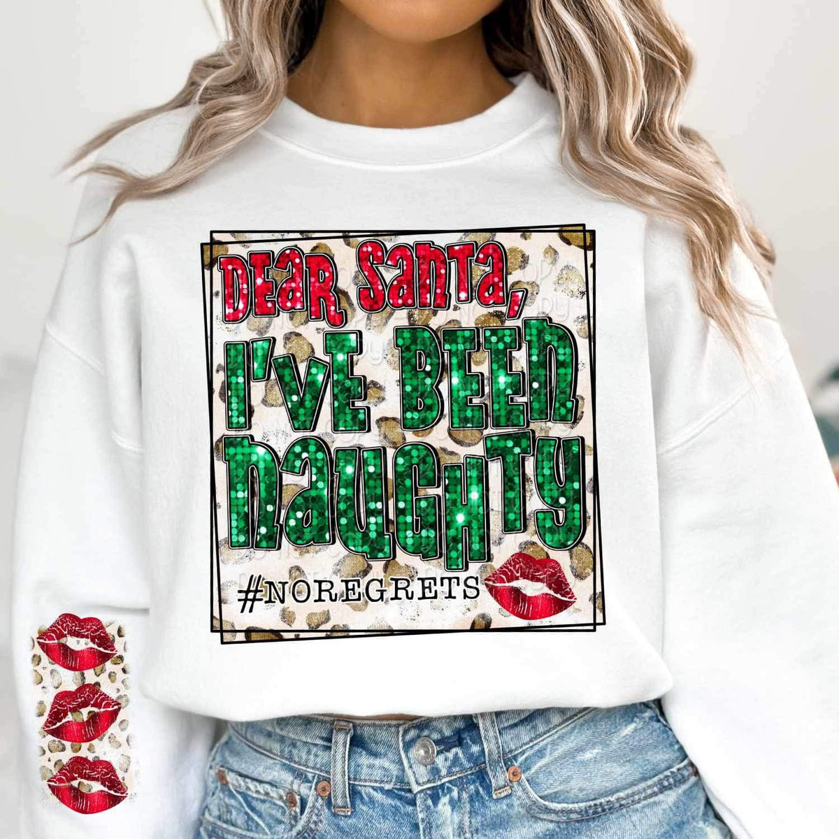 Red lips leopard background SLEEVE ONLY 17197 DTF TRANSFER