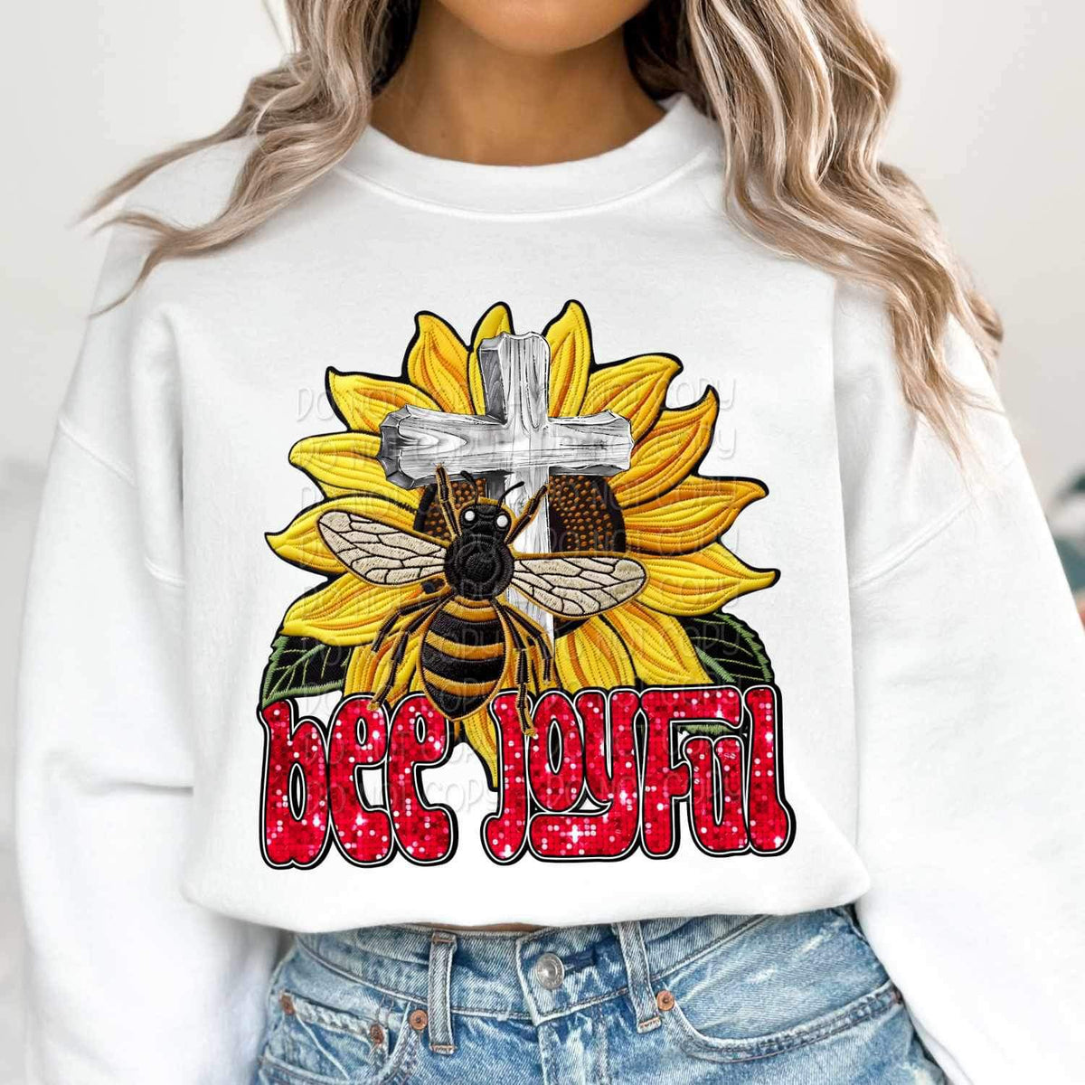 Bee joyful Bee, cross, sunflower 17208 DTF TRANSFER