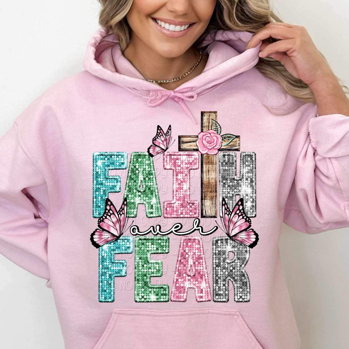 Faith over fear sequin 17201 DTF TRANSFER