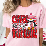 Coffee is my valentines Penguin with coffee and hearts 17205 DTF TRANSFER