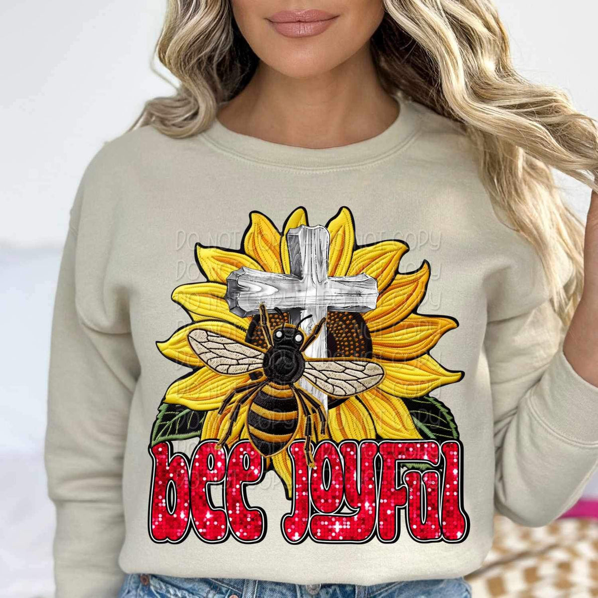 Bee joyful Bee, cross, sunflower 17208 DTF TRANSFER