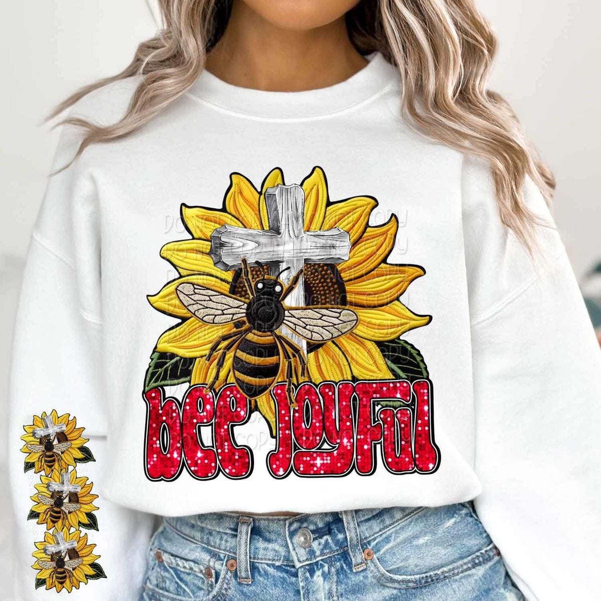 Bee, cross, sunflower SLEEVE 17207 DTF TRANSFER