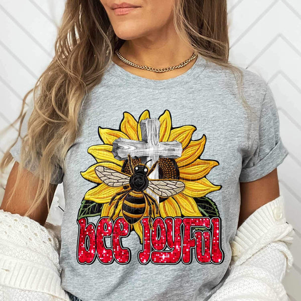 Bee joyful Bee, cross, sunflower 17208 DTF TRANSFER