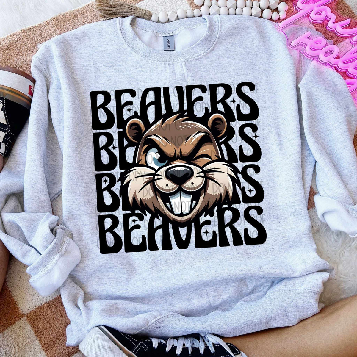 Beavers stacked Winking Mascot SWD 49029 DTF transfer