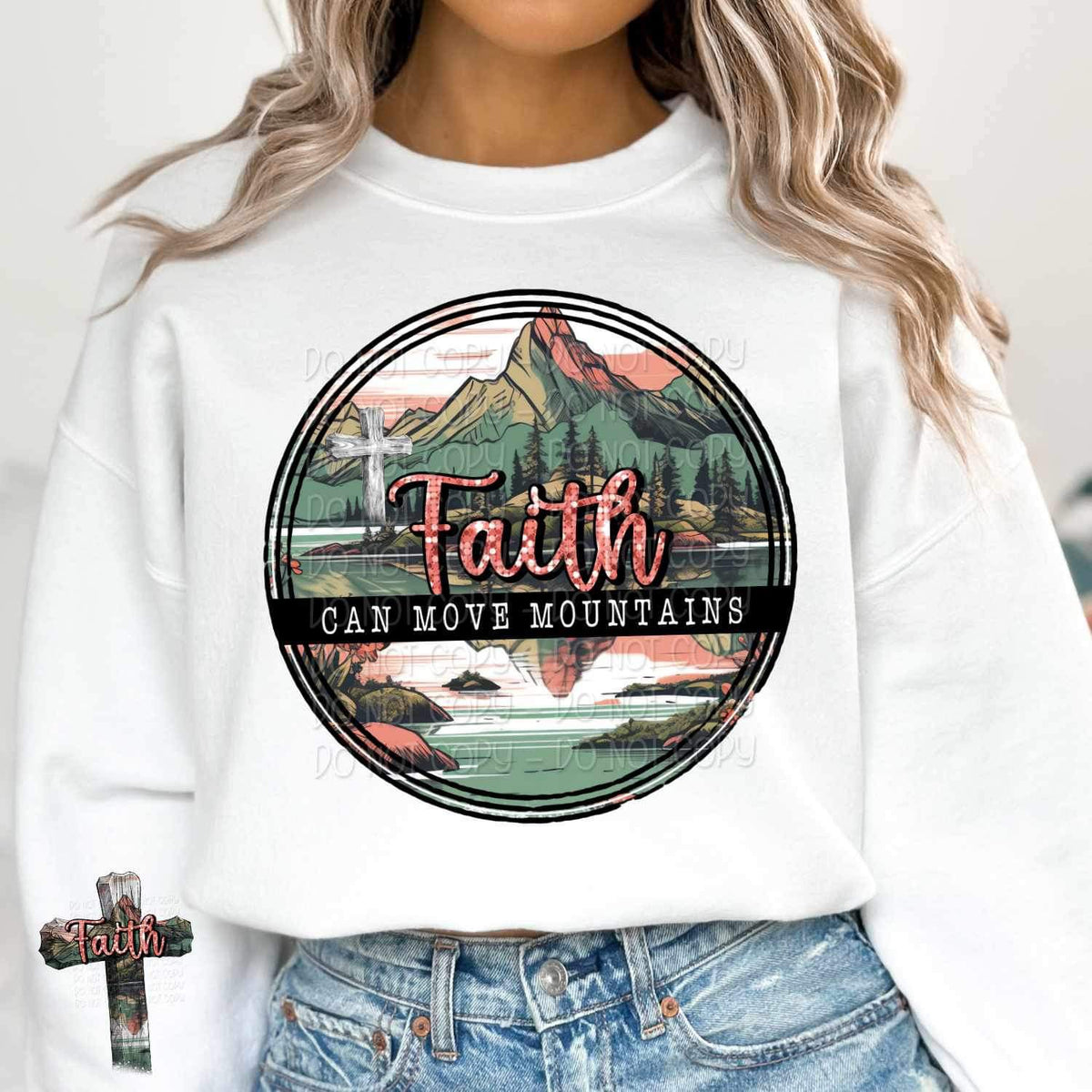 Cross with mountains SLEEVE 17194 DTF TRANSFER