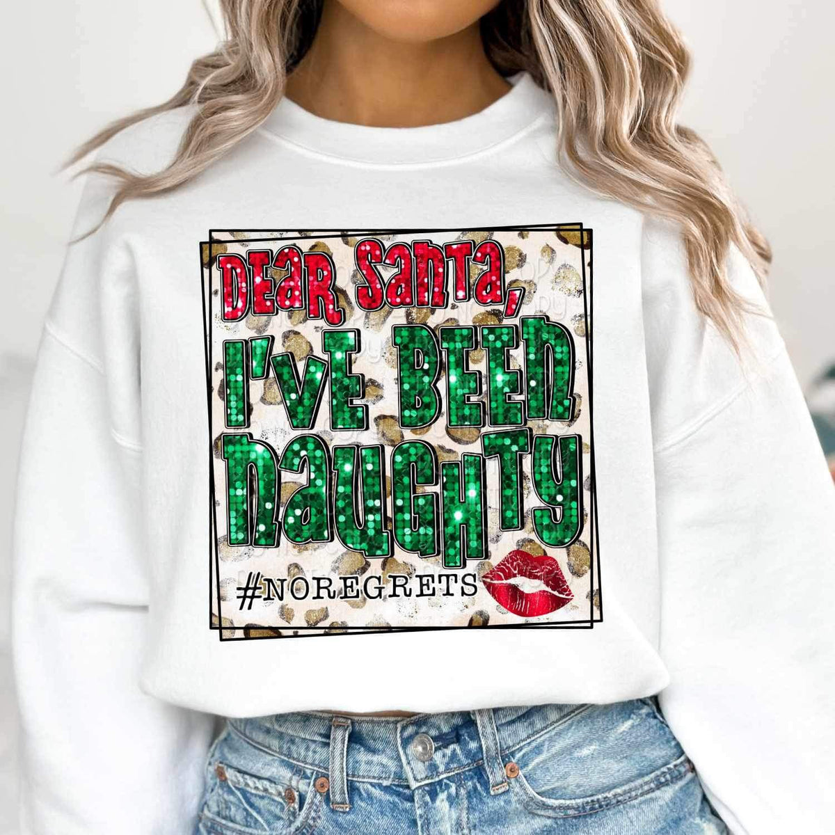 Dear santa ive been naughty sequin 17198 DTF TRANSFER