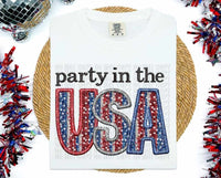 Party in the USA embroidery 36921 DTF transfer