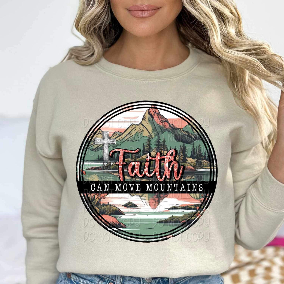 Faith can move mountains circle with mountains 17193 DTF TRANSFER