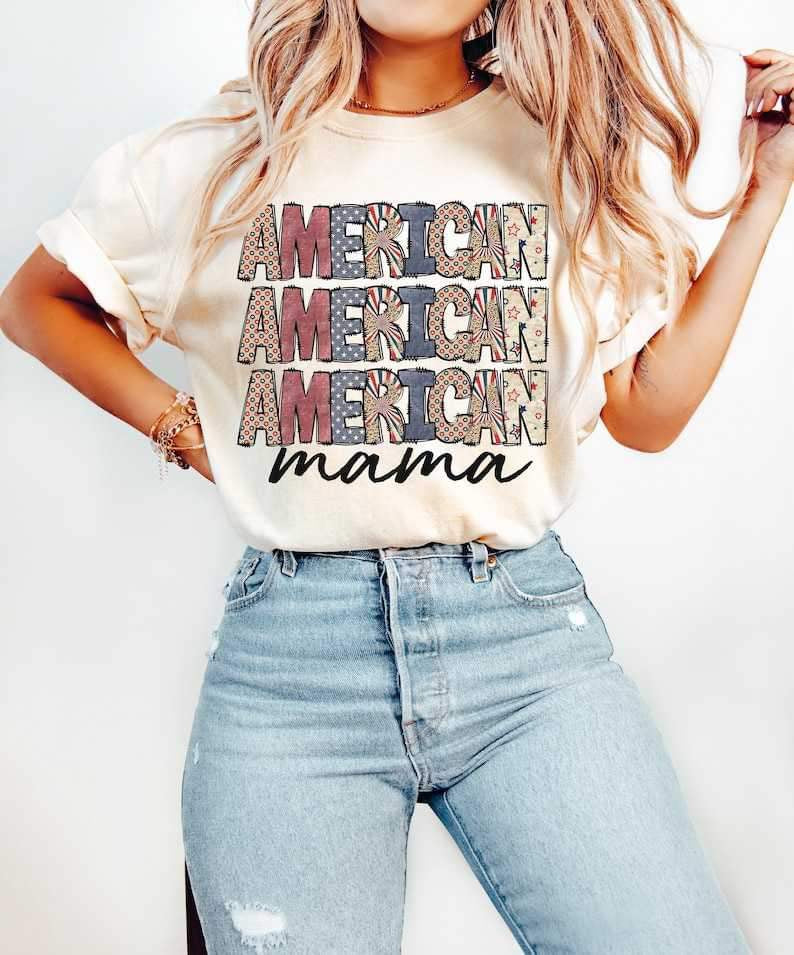 American mama stacked muted colors 26865 DTF transfer