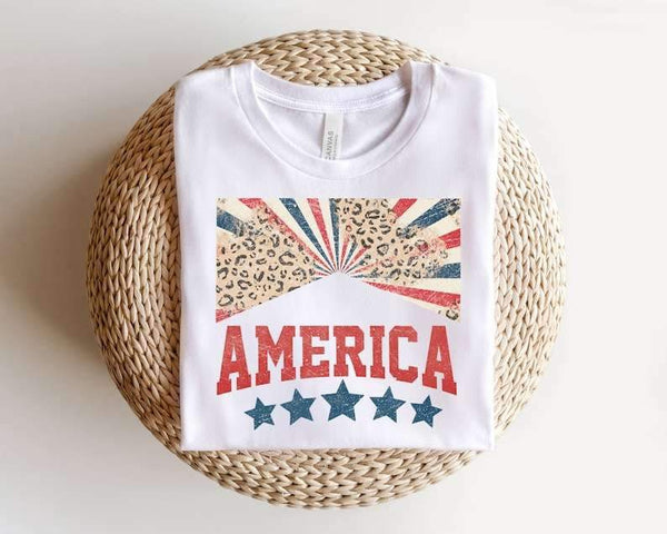 America leopard red white and blue 26861 DTF transfer