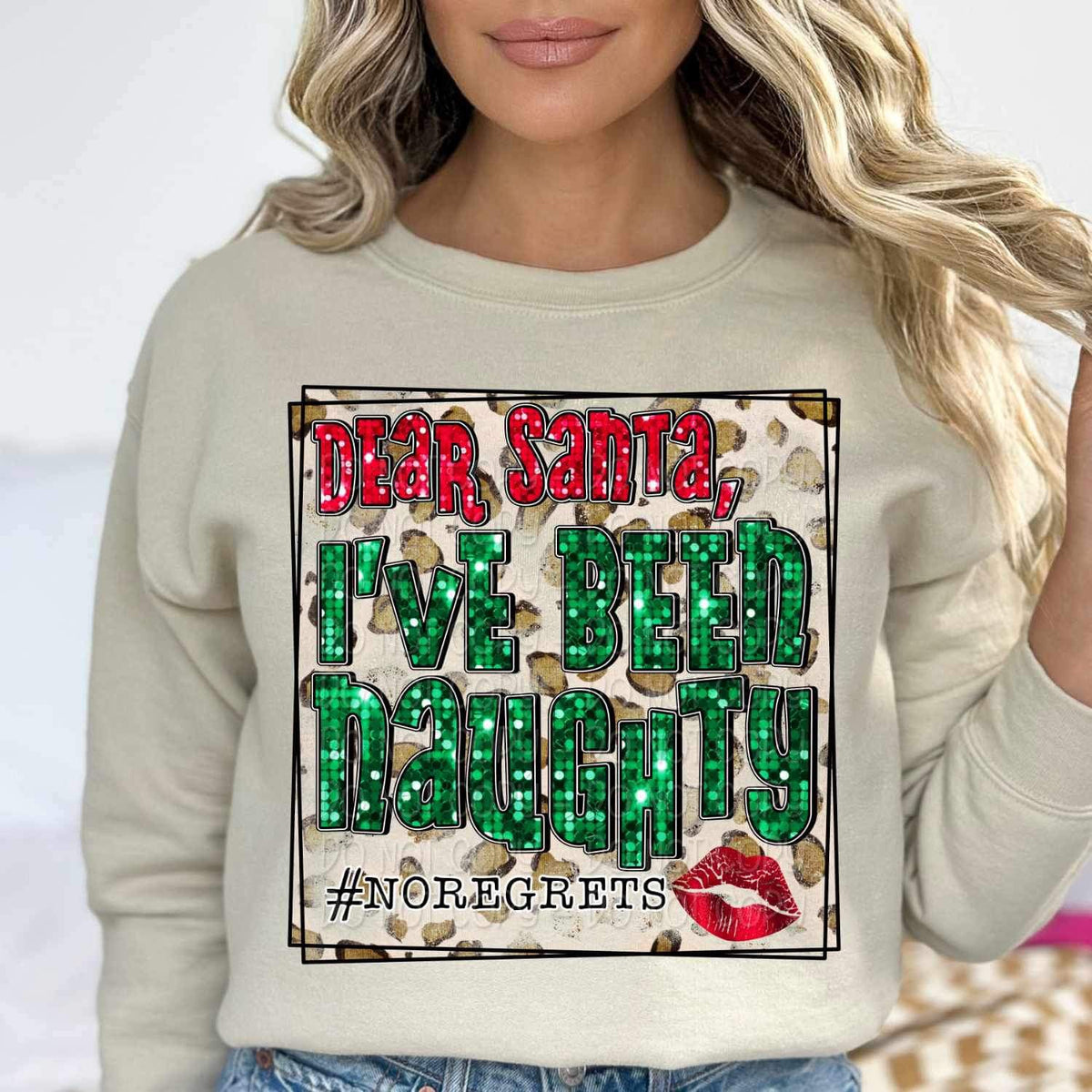 Dear santa ive been naughty sequin 17198 DTF TRANSFER