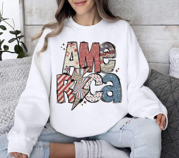 America patterned with lightning bolt 26857 DTF transfer