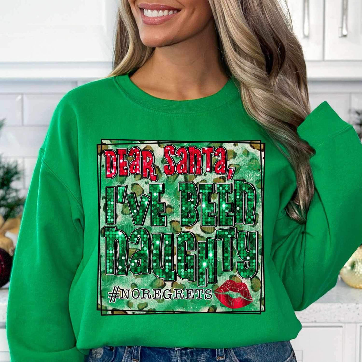Dear santa ive been naughty sequin 17198 DTF TRANSFER