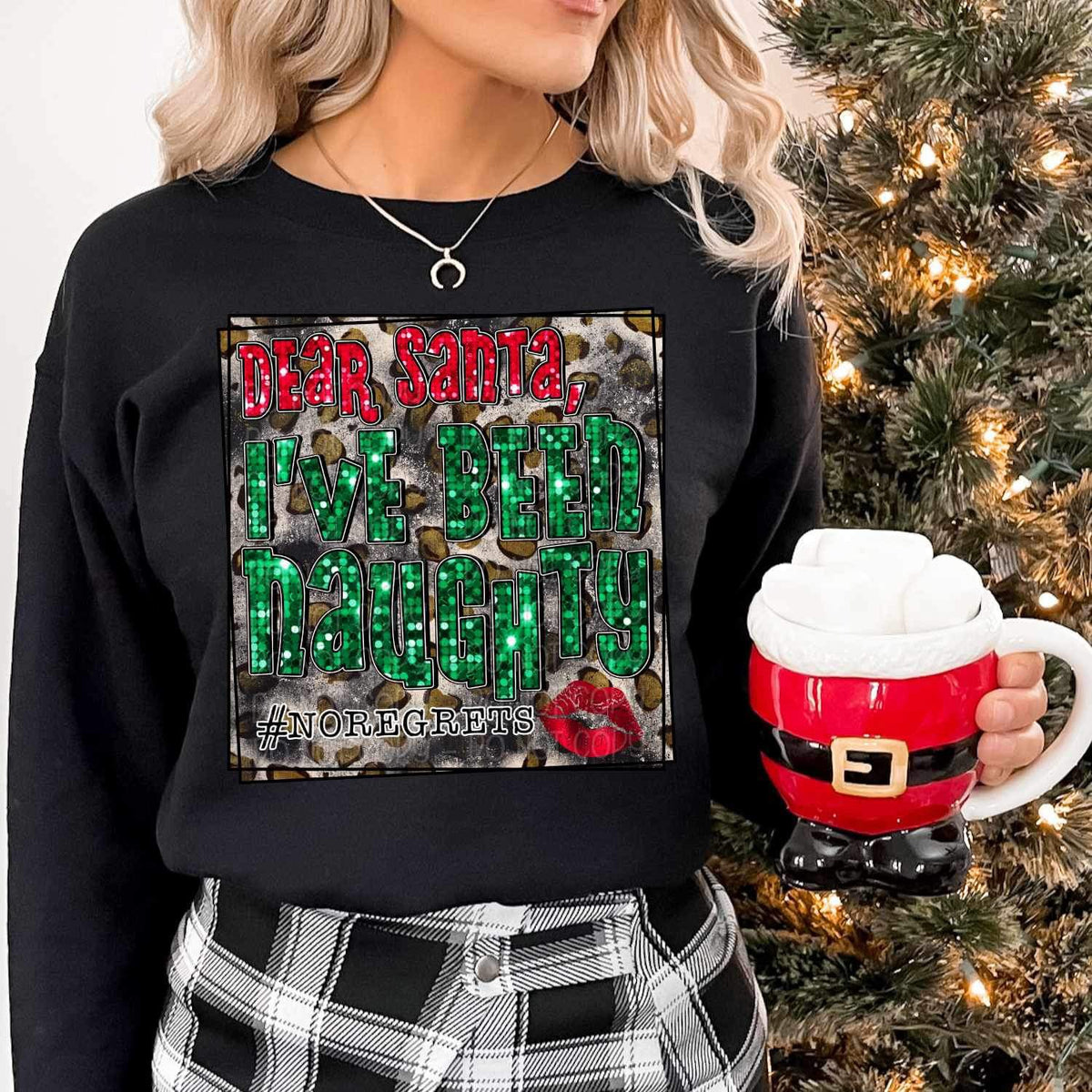 Dear santa ive been naughty sequin 17198 DTF TRANSFER