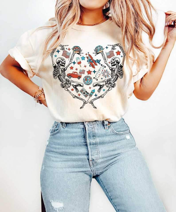 Patriotic skellie heart 26863 DTF transfer