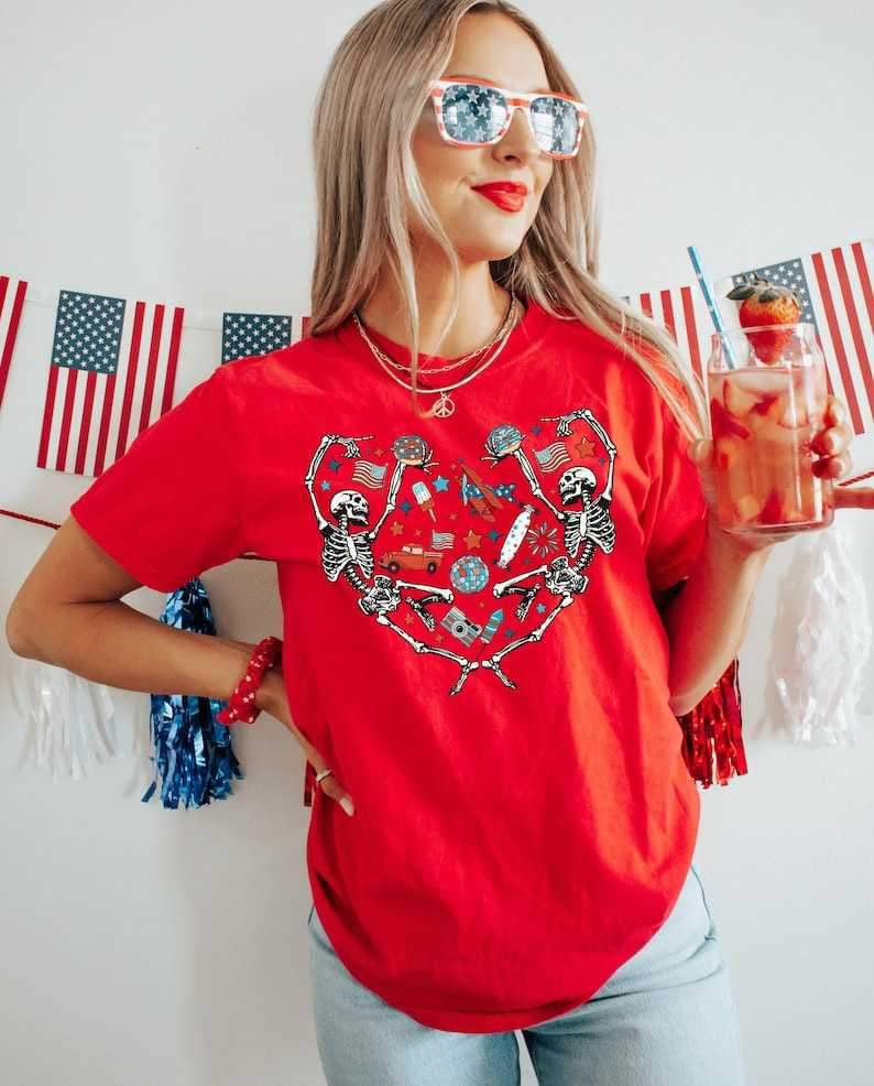 Patriotic skellie heart 26863 DTF transfer