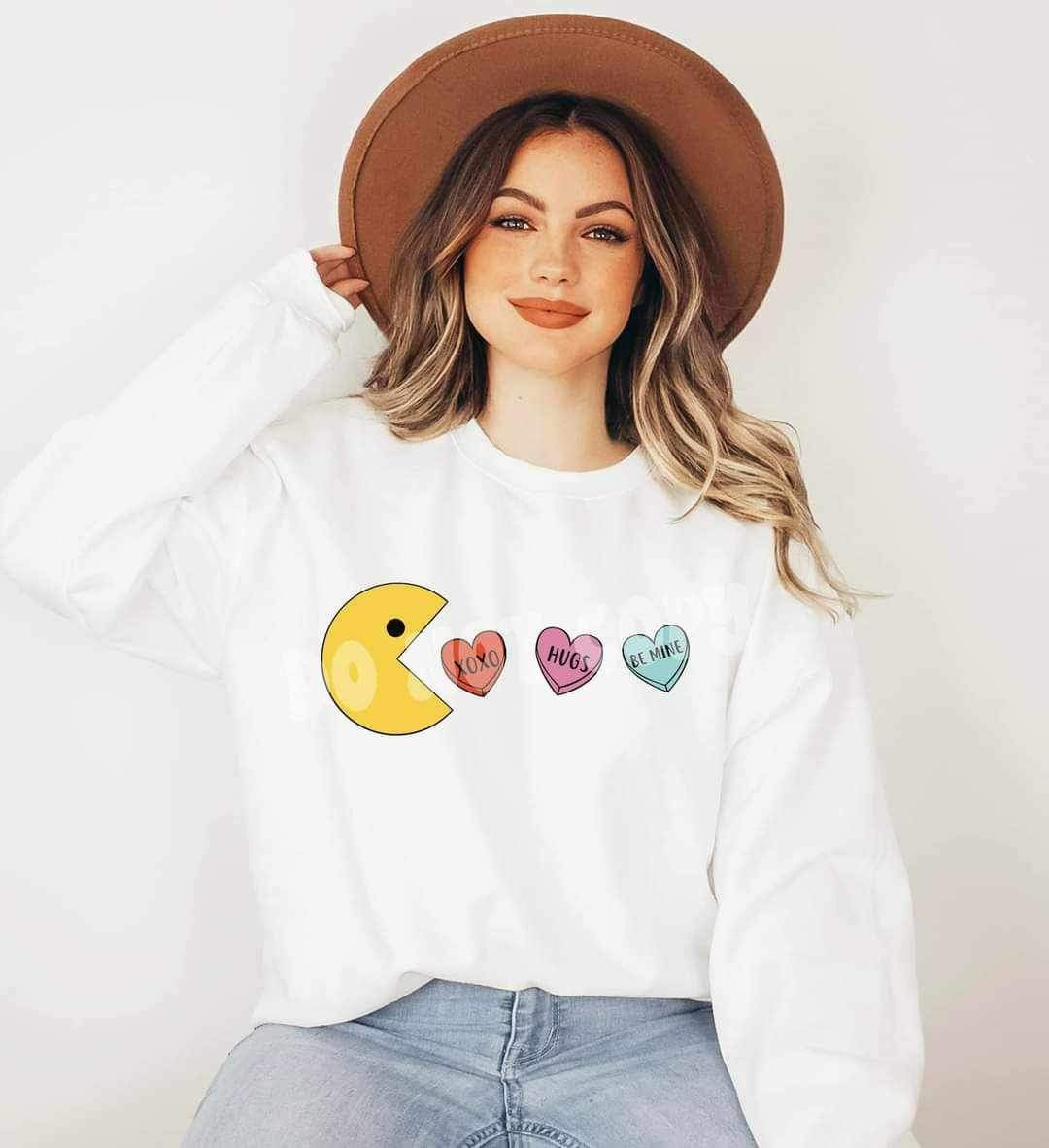 Pac man eating valentines hearts RTD 17249 DTF TRANSFER