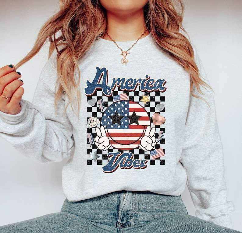 America vibes flag filled smiley 26858 DTF transfer