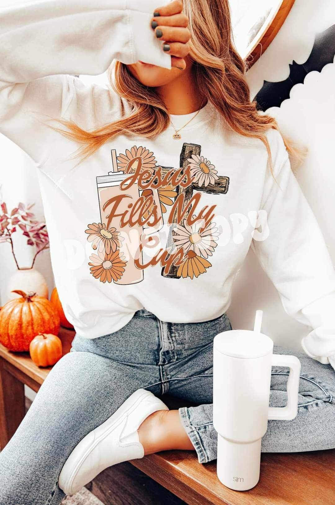 Jesus fills my cup (cross, flowers, cup) RTD 17240 DTF TRANSFER