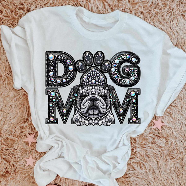 Bulldog Dog mom rhinestone 49055 DTF transfer