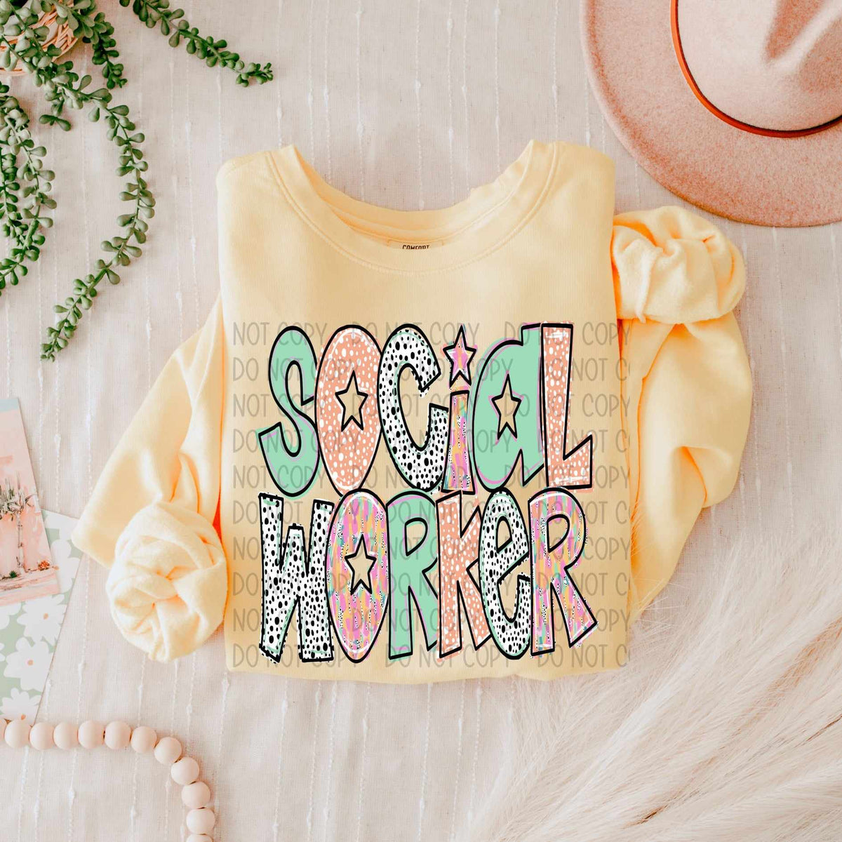 Social worker peach and green (SW) 58398 DTF transfer