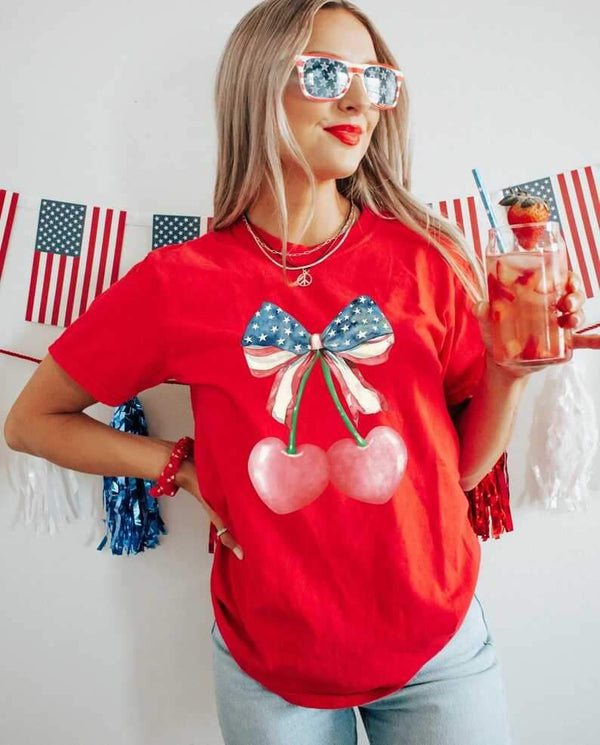 Cherries with patriotic bow 26840 DTF transfer