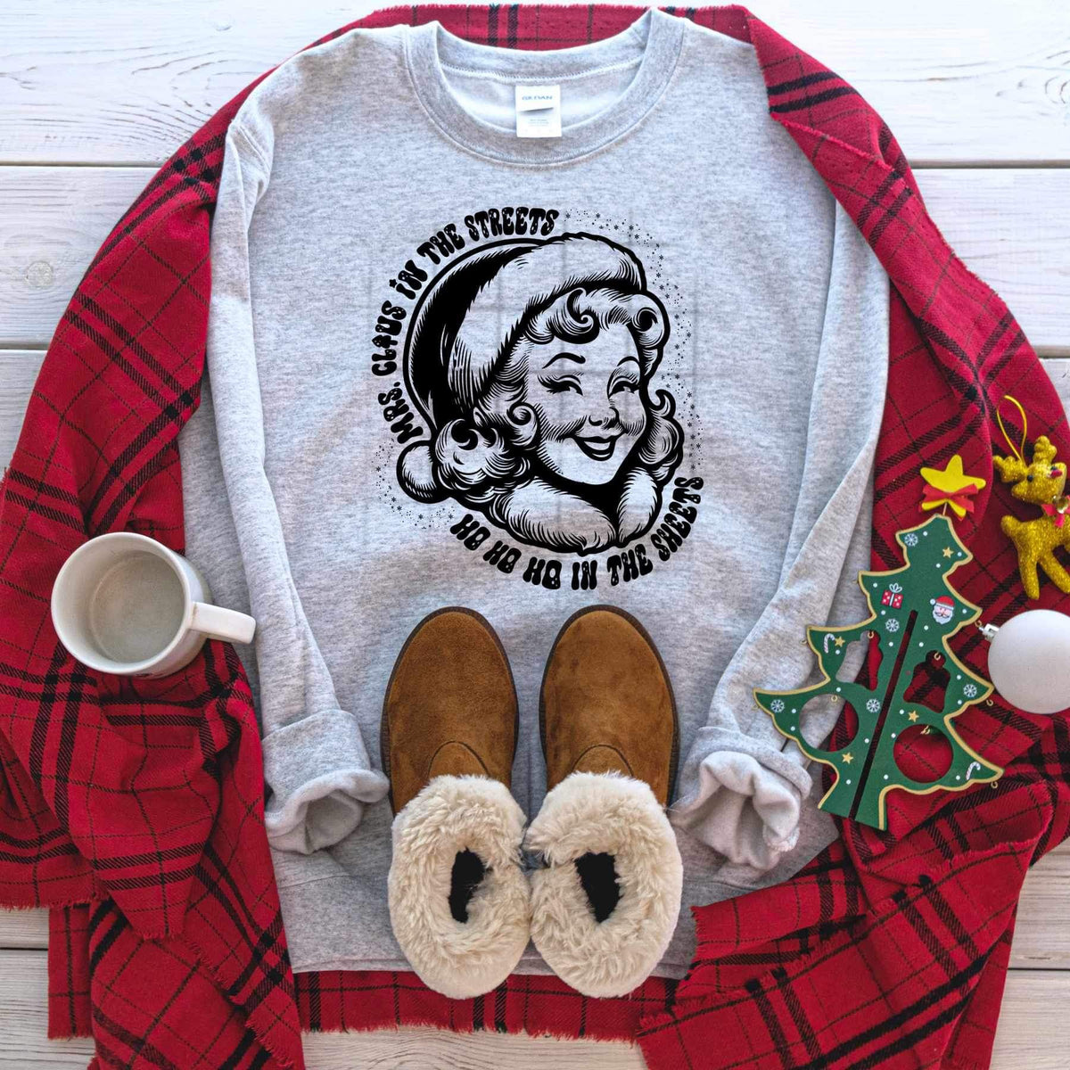 Mrs claus in the streets ho ho ho in the sheets BLACK 17354 DTF TRANSFER