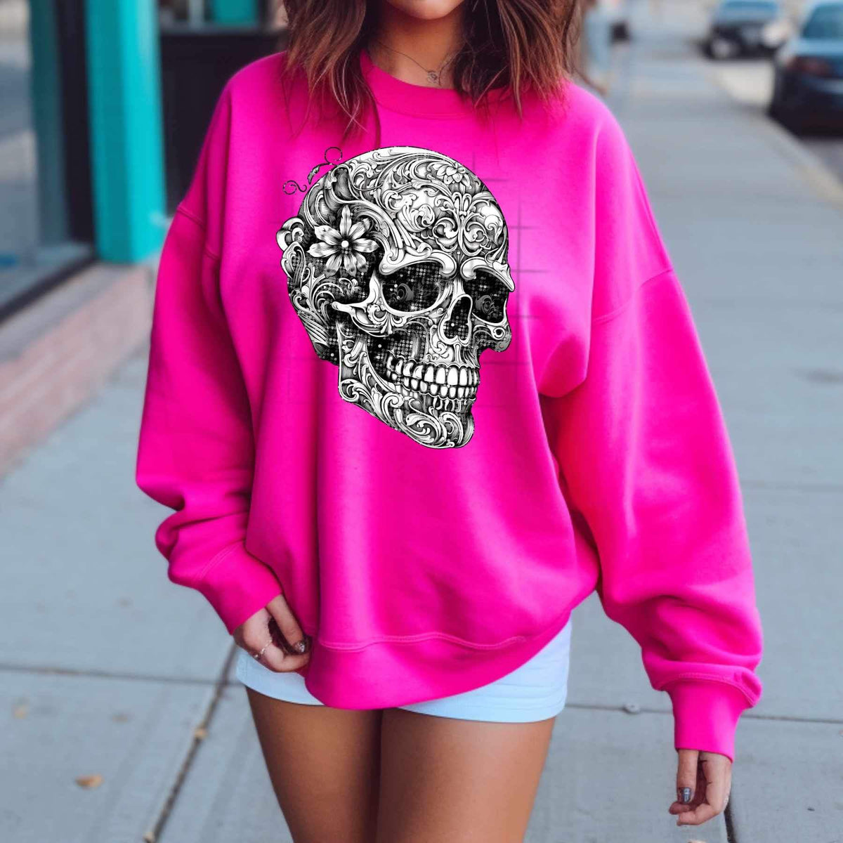 Floral and sequin skull 17351 DTF TRANSFER