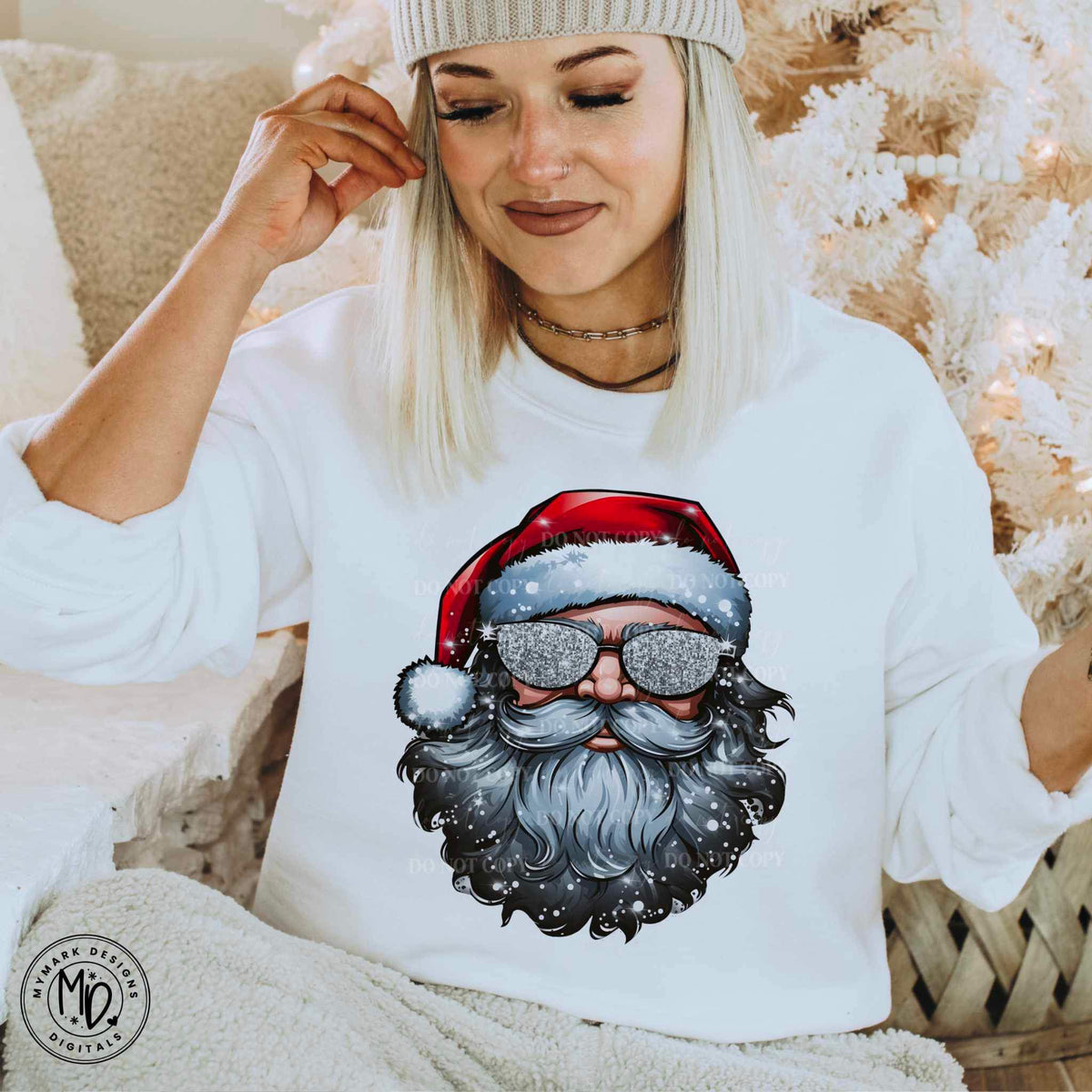 Cool santa with sequin glasses 17353 DTF TRANSFER