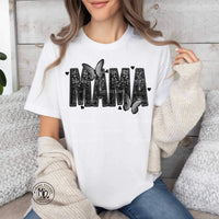 Mama black sequin with butterflies 17316 DTF TRANSFER