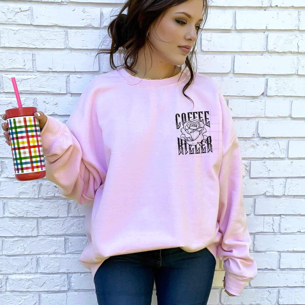 Coffee killer with rose BLACK 17346 DTF TRANSFER