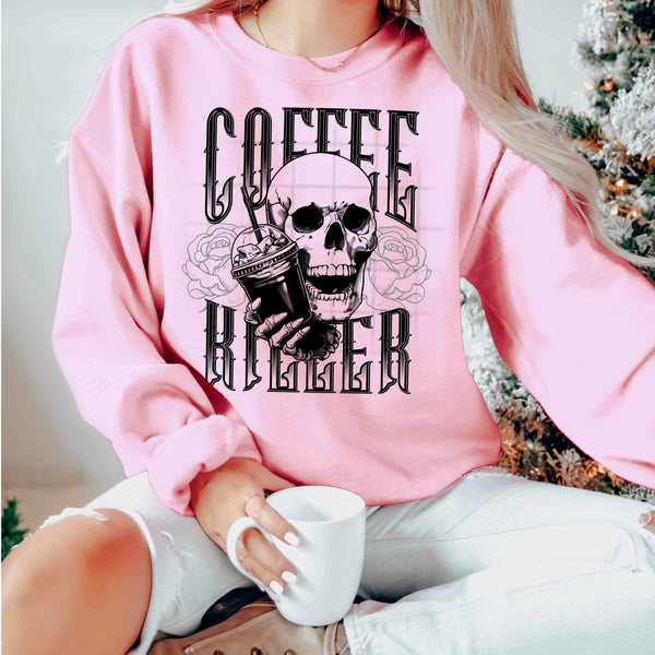 Coffee killer skull BLACK 17319 DTF TRANSFER