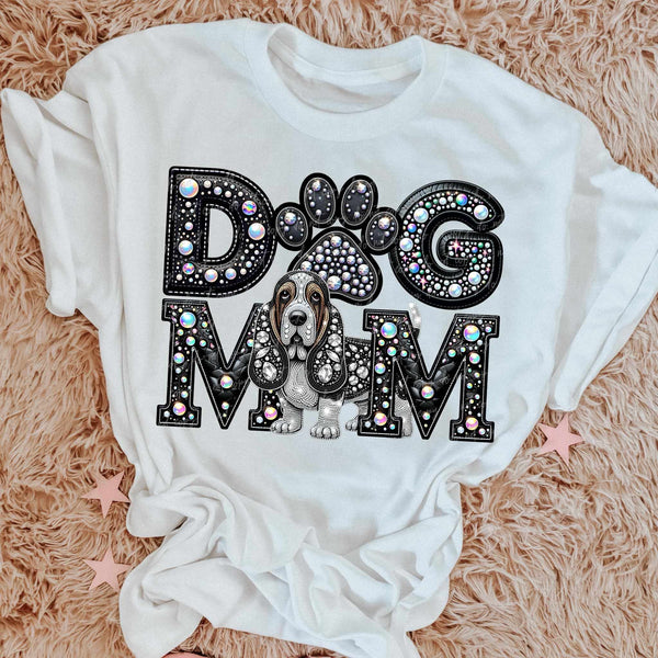 Bassett hound Dog mom rhinestone 49098 DTF transfer