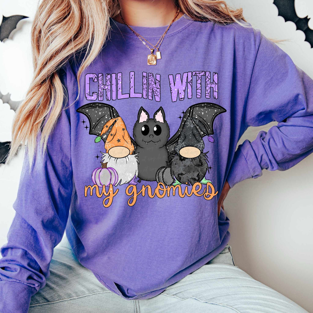 Chillin with my gnomies bat (VIRGO) 36977 DTF transfer