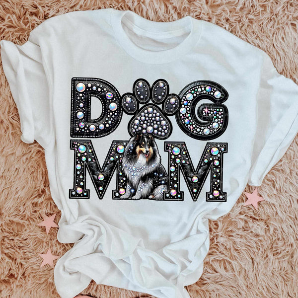 Sheltie Dog mom rhinestone 49102 DTF transfer