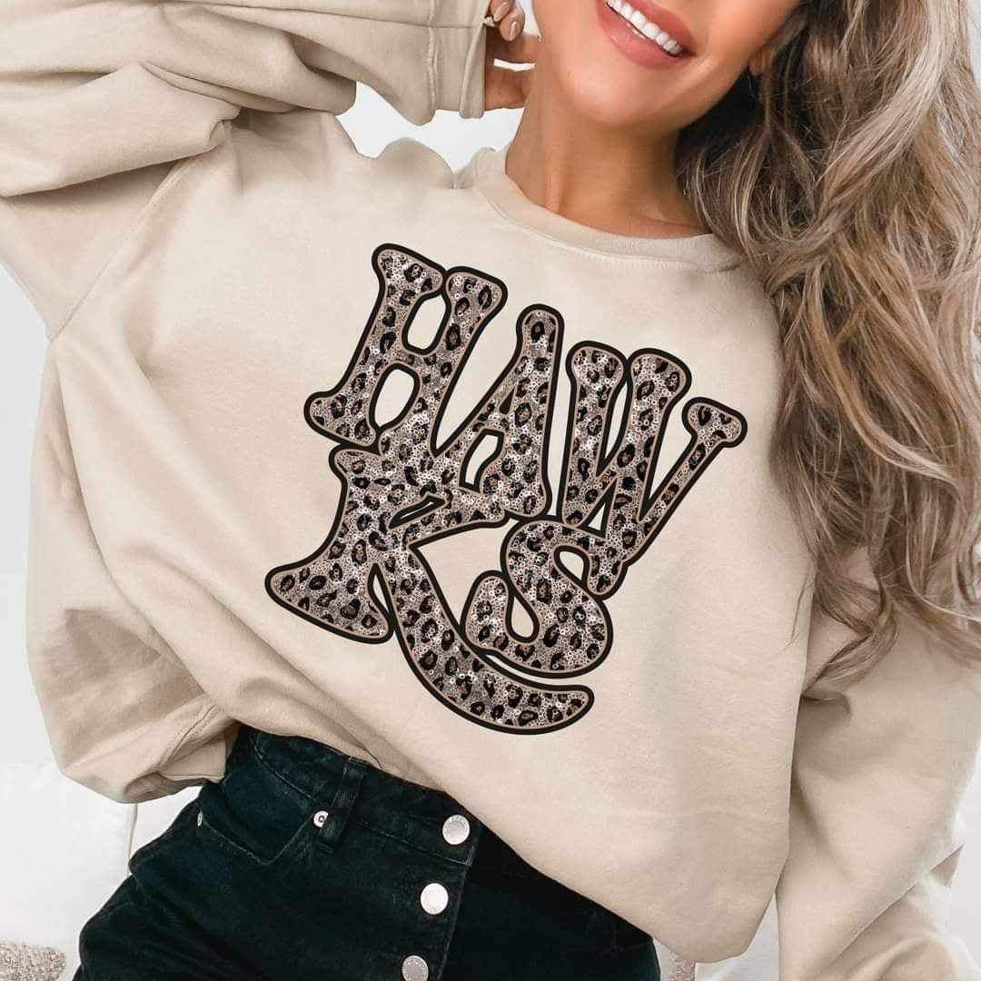 Hawks sequin leopard 17291 DTF TRANSFER