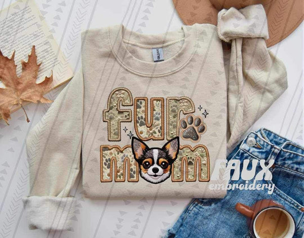 Chihuahua Fur Mom Faux Embroidery DTF transfer 13720