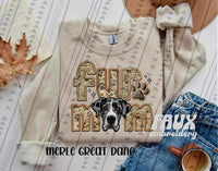 Merle Great Dane Fur Mom Faux Embroidery DTF transfer 13739