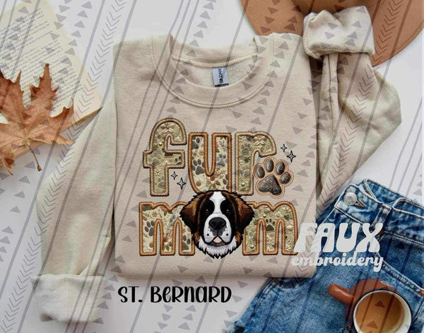 St Bernard Fur Mom Faux Embroidery DTF transfer 13749