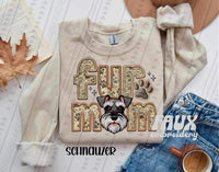 Schnauzer Fur Mom Faux Embroidery DTF  transfer 13746