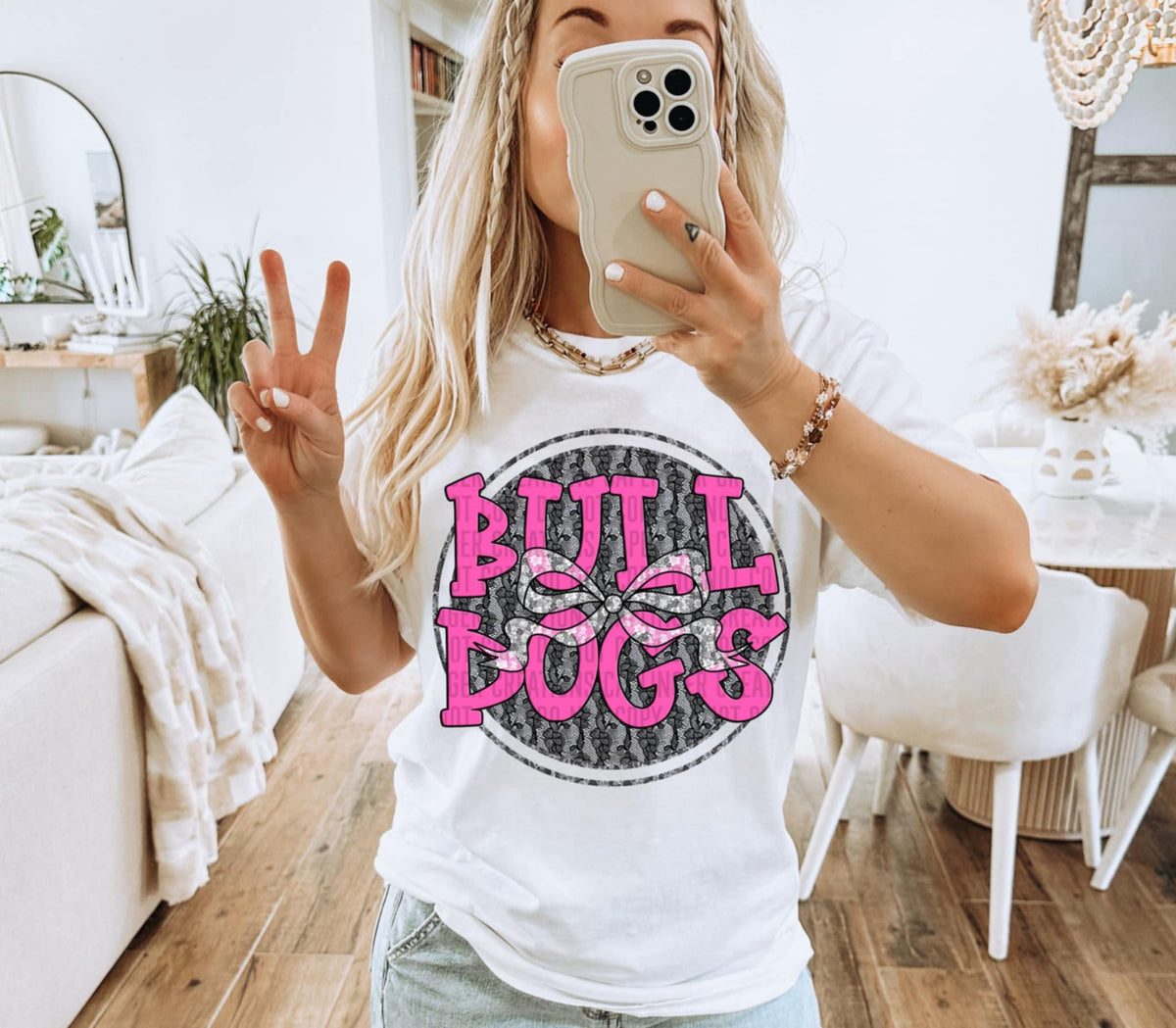 Bulldogs pink font circle (Caplinger) 87569 DTF transfer