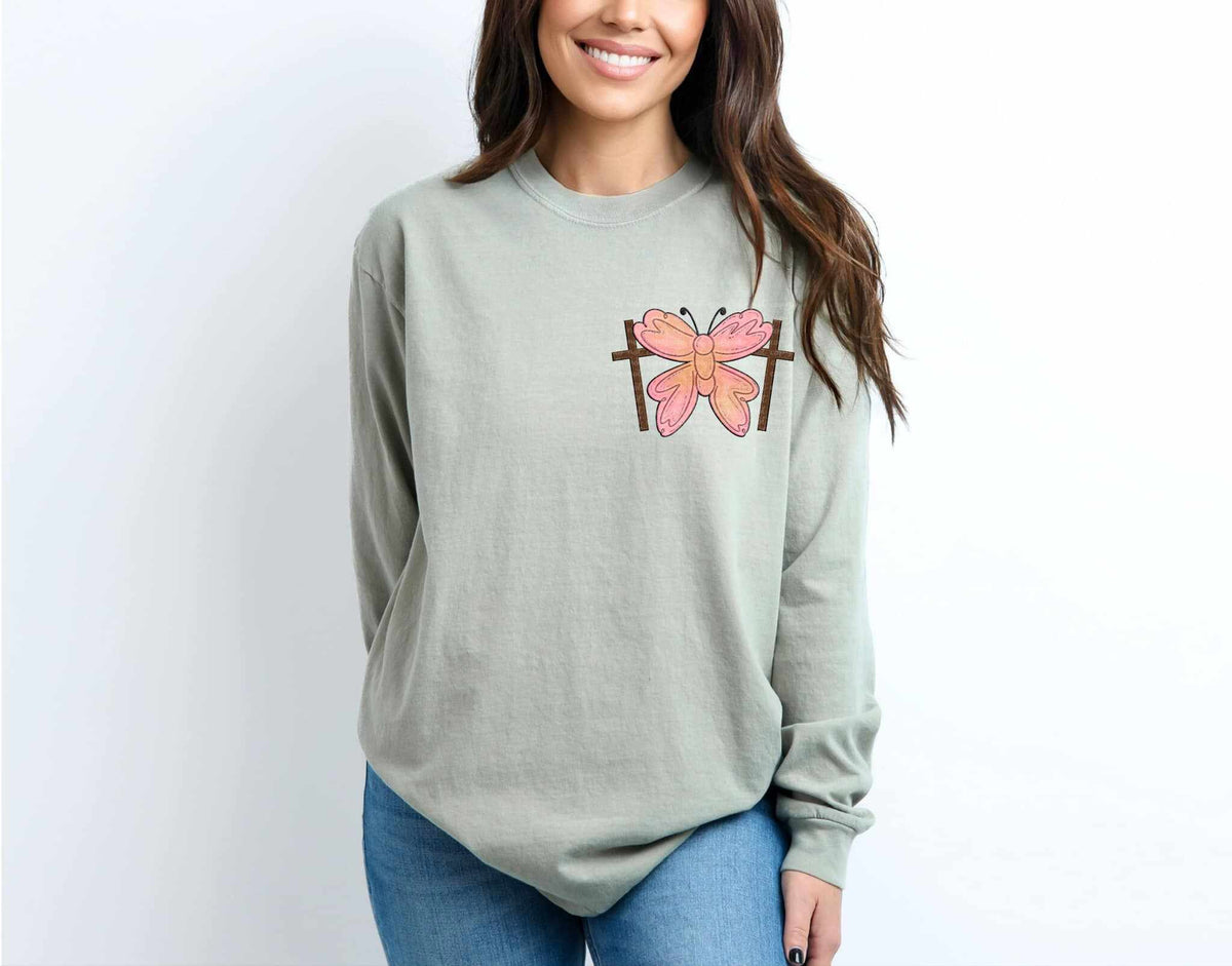 Cross and butterfly pocket 73457 DTF transfer