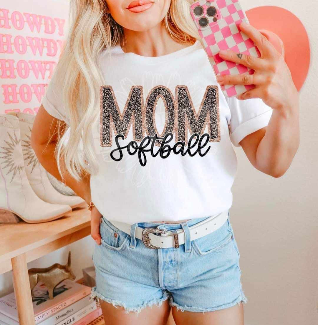 Softball mom leopard embroidery (DDD) 37009 DTF transfer
