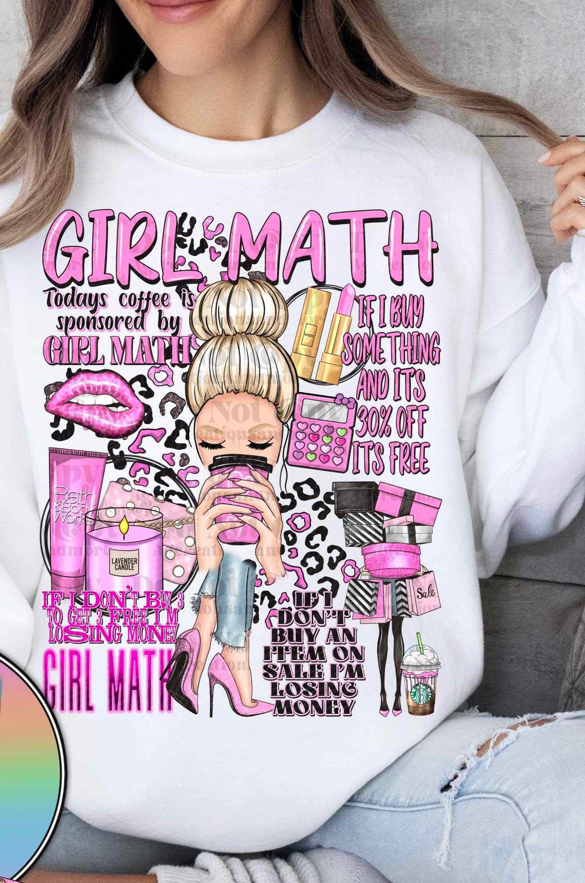 Girl math era (girl sayings with BLONDE girl) 17345 DTF TRANSFER