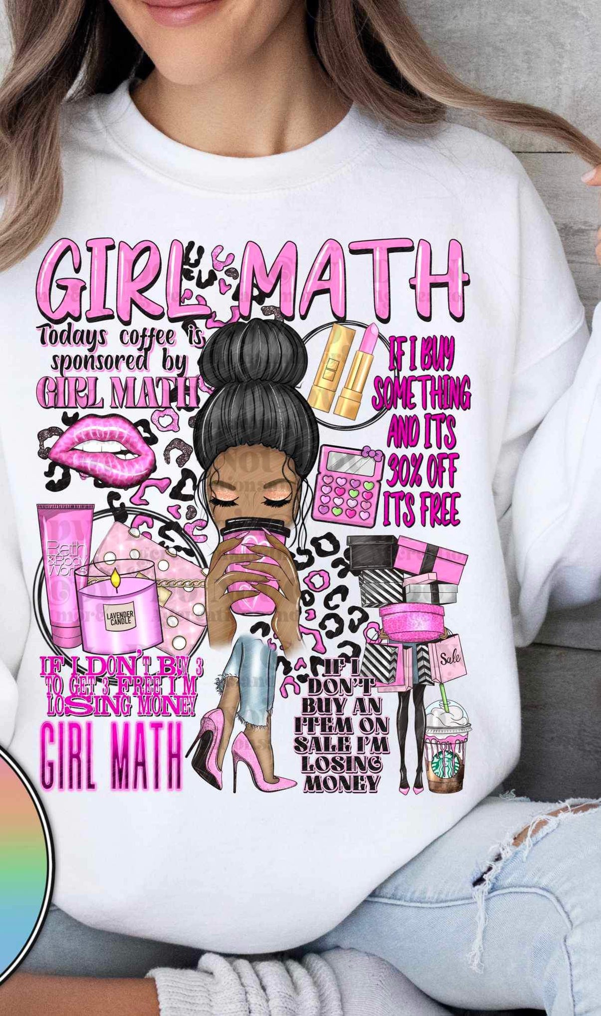 Girl math era (girl sayings with dark skin girl) 17344 DTF TRANSFER